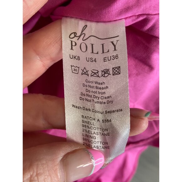 NWT Oh Polly Off The Shoulder Tierra Ruffle Mini Dress in Pink-sz 4 - Picture 7 of 10